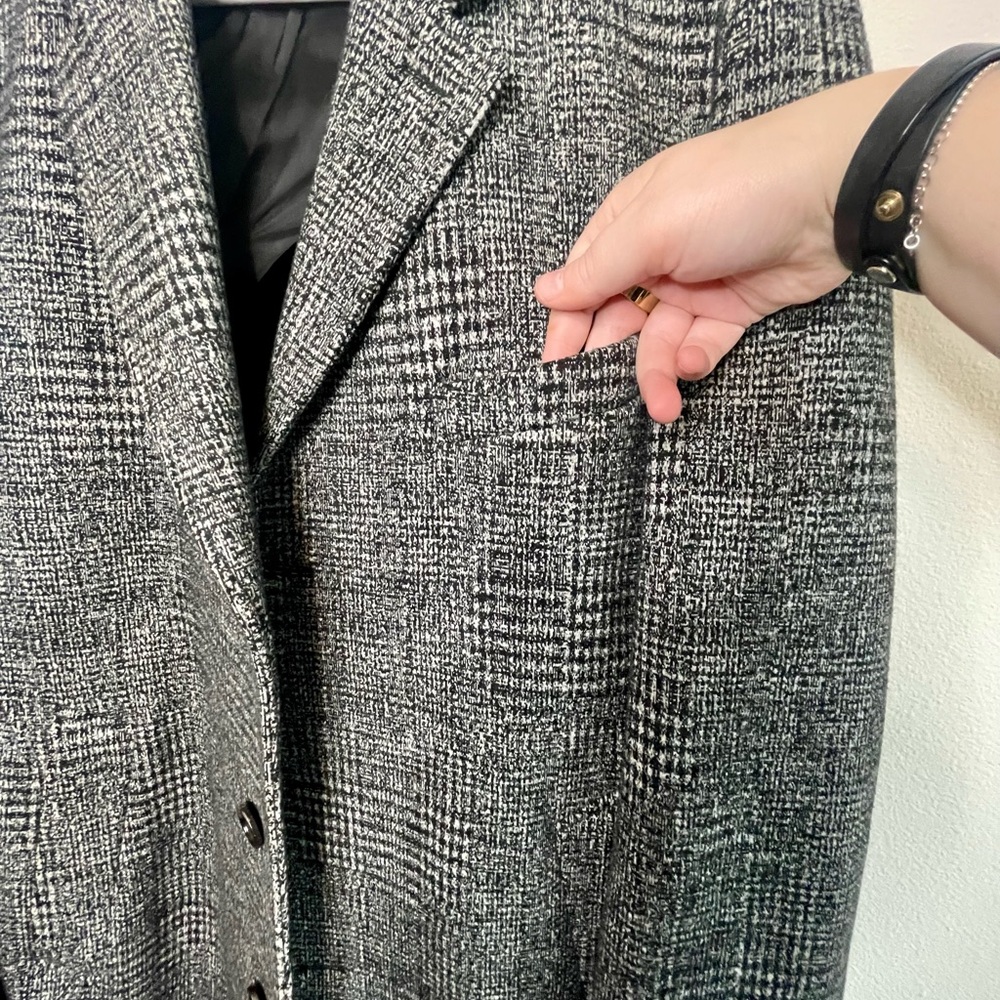 Boss Men's Block Plaid Wool Top Coat - 42 Regular - Picture 8 of 12